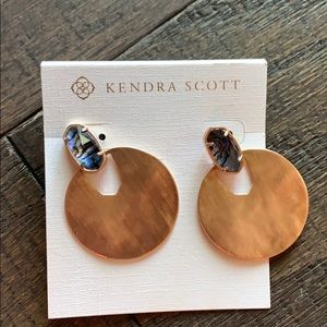 Kendra Scott rose gold and blue abalone earrings